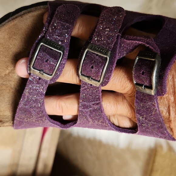 Papillio made By Birkenstock Purple Sparkle Suede Buckle Sandals - Picture 7 of 14